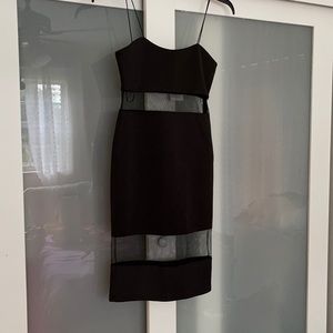 Tobi Black Spaghetti Strap Dress with Sheer Accents